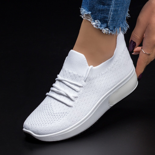 Pantofi sport dama albi din material textil MDL03288