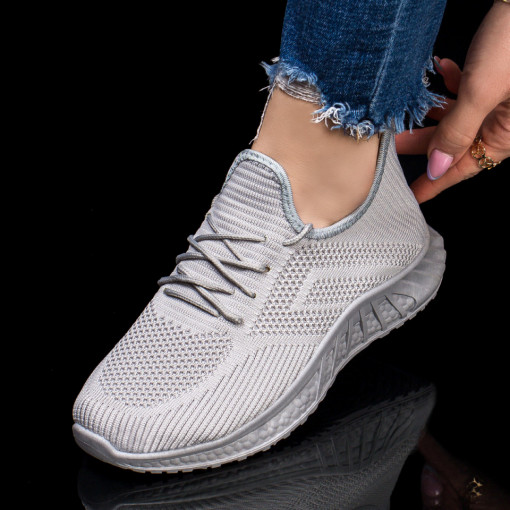 Pantofi trendy sport dama, Pantofi sport dama din material textil gri MDL03978 - modlet.ro