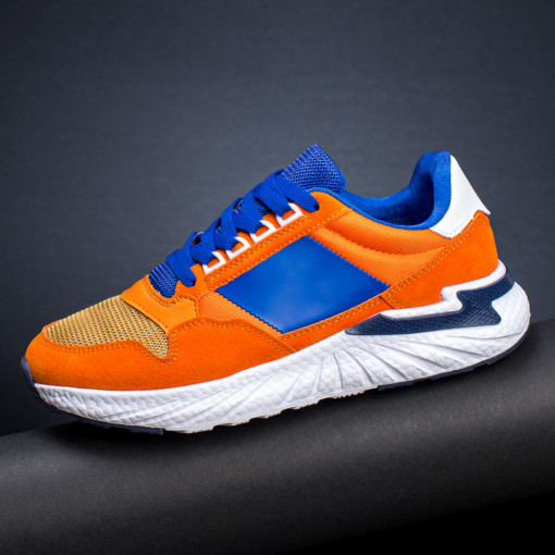 Plateste Jumatate Barbati!, Pantofi sport portocalii barbati din material textil MDL01361 - modlet.ro