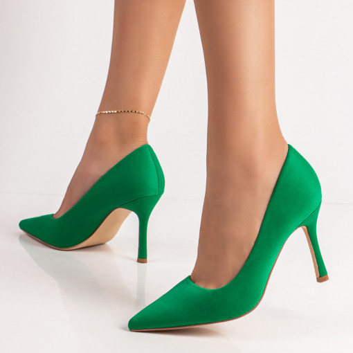 Pantofi Stiletto verzi dama cu toc subtire MDL06493