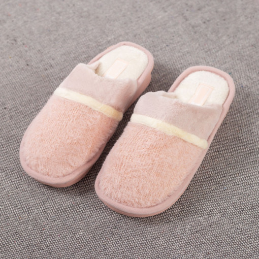 Papuci de casa dama roz din material textil MDL02747