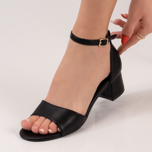 Sandale dama negre elegante cu toc gros mic MDL04042
