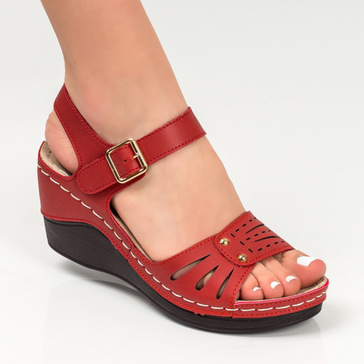 Sandale clasice cu platforma, Sandale dama rosii cu platforma MDL04631 - modlet.ro