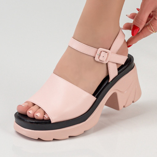 Sandale trendy cu toc si platforma, Sandale dama roz cu toc si platforma MDL04040 - modlet.ro
