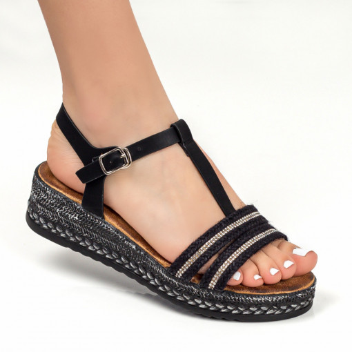 Sandale clasice cu platforma, Sandale negre dama cu platforma MDL05038 - modlet.ro