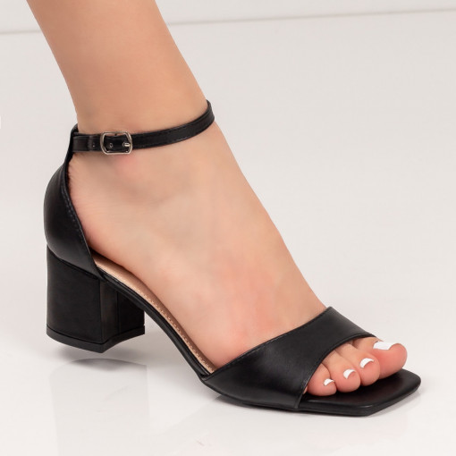 Sandale trendy cu toc gros, Sandale negre dama elegante cu toc gros MDL05041 - modlet.ro