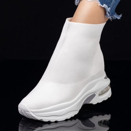 Sneakers dama albi din material textil MDL01732
