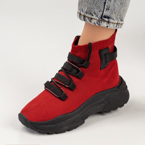 Sneackers trendy dama, Sneakers dama rosii cu siret decorativ MDL03227 - modlet.ro