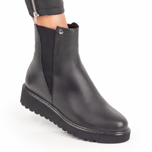 Ghete negre dama din Piele cu talpa groasa MDL05598
