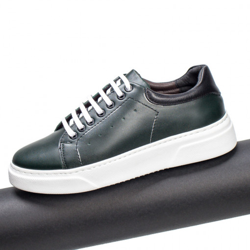Pantofi casual trendy barbati, Pantofi barbati casual verzi din Piele MDL04115 - modlet.ro