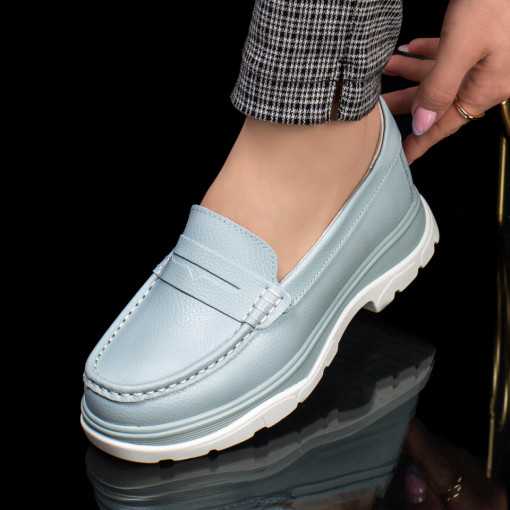 Pantofi casual trendy dama, Pantofi casual dama albastri cu talpa groasa din Piele MDL03749 - modlet.ro