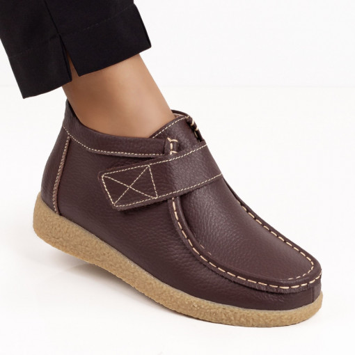 Pantofi dama casual - Piele naturala, Pantofi casual dama maro cu scai din Piele naturala MDL06428 - modlet.ro