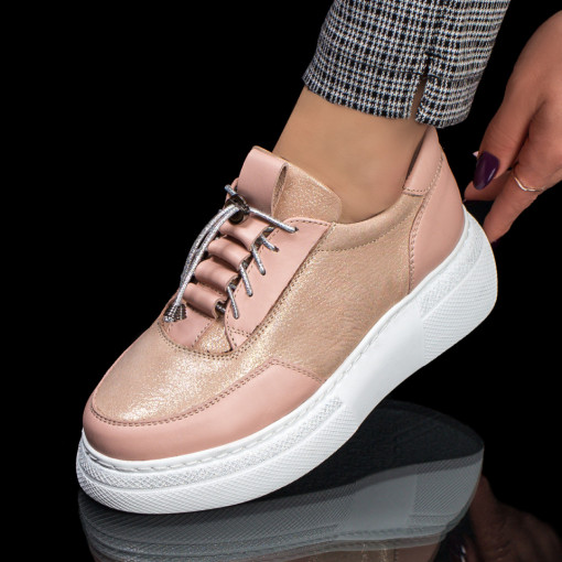 Pantofi casual trendy dama, Pantofi casual dama roz din Piele naturala MDL00321 - modlet.ro