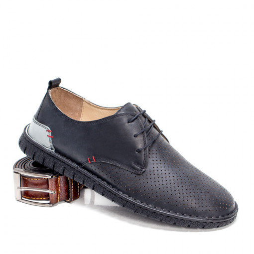 Pantofi casual negri barbati din Piele MDL04566