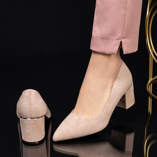 Pantofi cu toc dama bej MDL033840