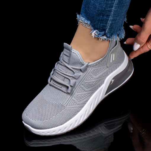 Pantofi trendy sport dama, Pantofi dama sport gri din material textil MDL04365 - modlet.ro