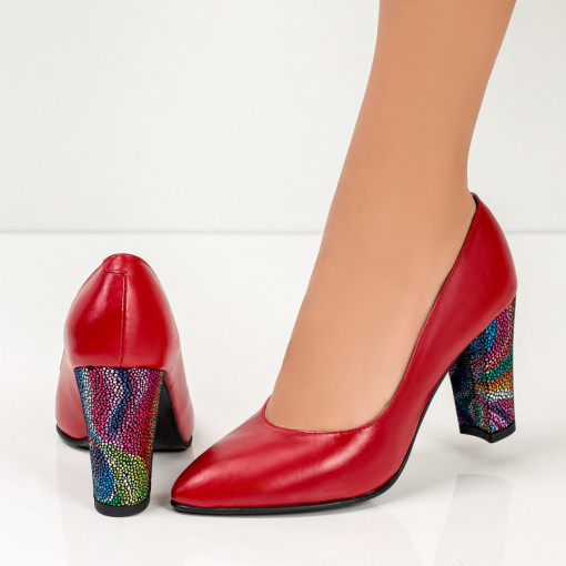 Pantofi eleganti dama cu toc rosii din Piele naturala MDL03561