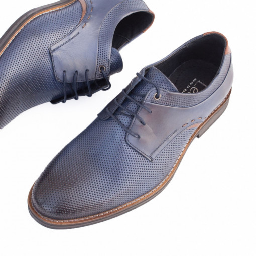 Pantofi eleganti trendy barbati, Pantofi Piele albastri barbati MDL00141 - modlet.ro