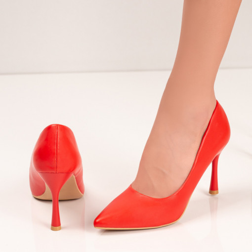 Pantofi cu toc, Pantofi rosii dama cu toc clepsidra MDL04227 - modlet.ro