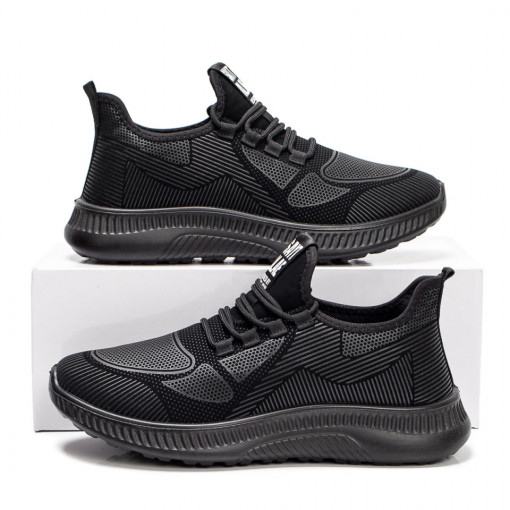 Adidasi barbati, Pantofi sport barbati negru cu alb si siret MDL06462 - modlet.ro