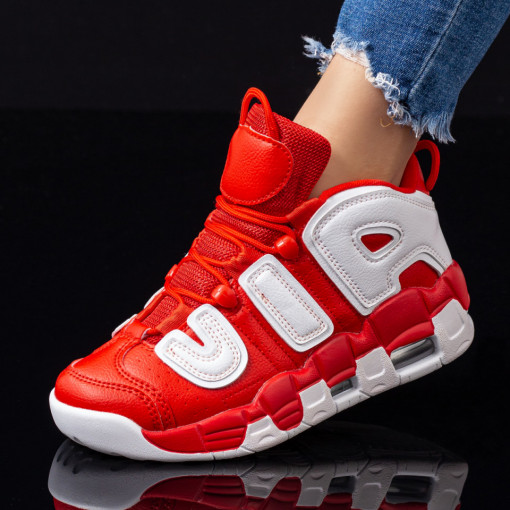 Pantofi sport dama rosii cu alb MDL07844