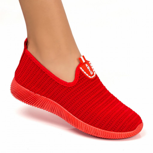Adidasi dama, Espadrile dama rosii sport din material textil MDL05094 - modlet.ro