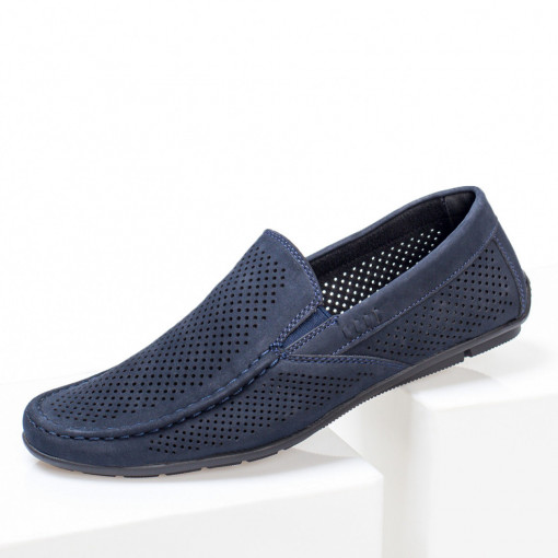 Mocasini perforati albastri barbati MDL04643