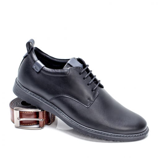 Pantofi casual trendy barbati, Pantofi barbati casual negri din Piele MDL03614 - modlet.ro