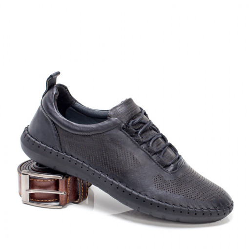 Barbati - Trendy, Pantofi barbati casual negri din Piele MDL04272 - modlet.ro