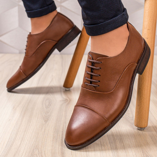 Pantofi eleganti clasici barbati, Pantofi barbati maro deschis din piele naturala MDL01866 - modlet.ro