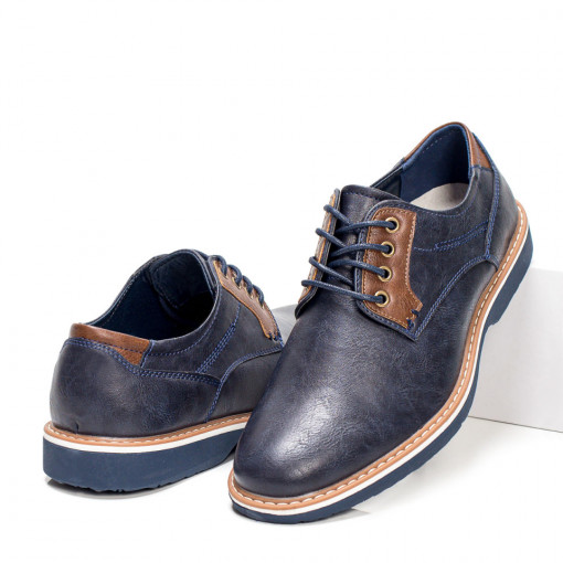 Pantofi barbati, Pantofi casual barbati albastri cu siret MDL03853 - modlet.ro
