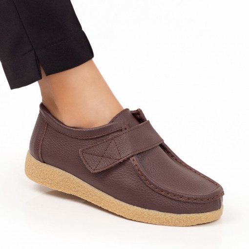 Pantofi dama casual - Piele naturala, Pantofi casual dama maro cu scai din Piele naturala MDL06087 - modlet.ro