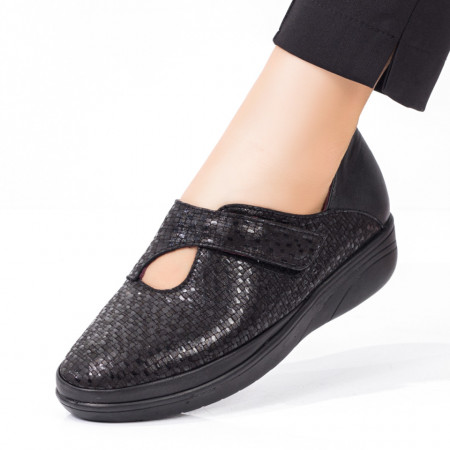 Pantofi casual dama negri cu scai din Piele Naturala MDL00129