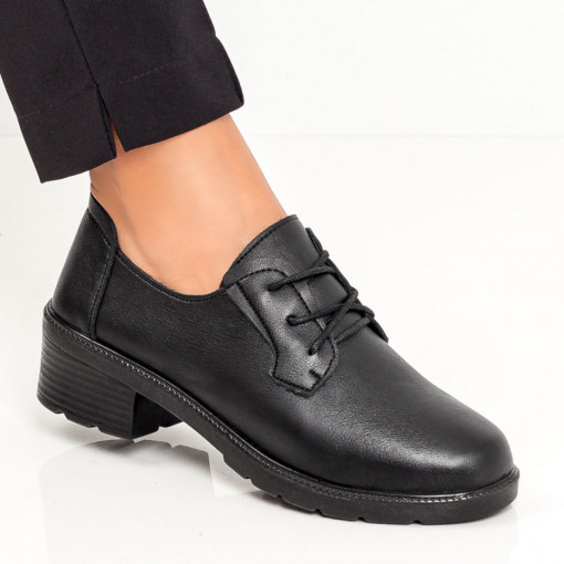 Pantofi casual dama, Pantofi casual dama negri cu siret MDL06058 - modlet.ro