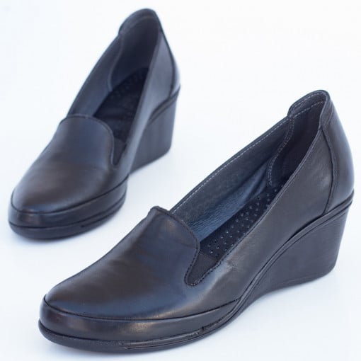 Pantofi casual piele cu platforma, Pantofi casual Piele dama negri MDL00073 - modlet.ro