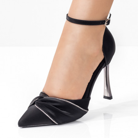 Pantofi dama cu toc conic negri MDL08113