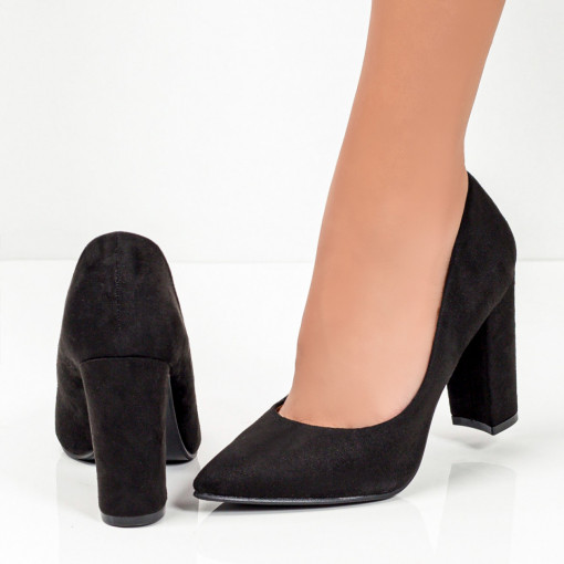 Pantofi trendy cu toc gros, Pantofi dama negri cu toc gros MDL05589 - modlet.ro