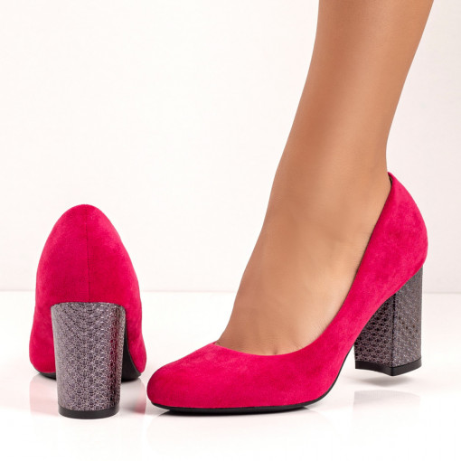 Black Friday, Pantofi dama roz cu toc gros MDL05774 - modlet.ro