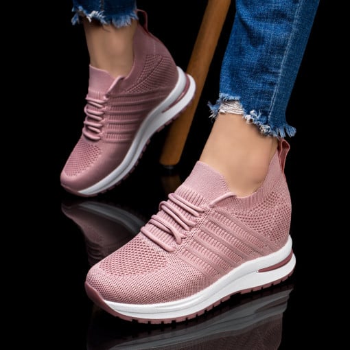 Pantofi sport dama, Pantofi dama sport cu platforma interioara roz MDL04373 - modlet.ro