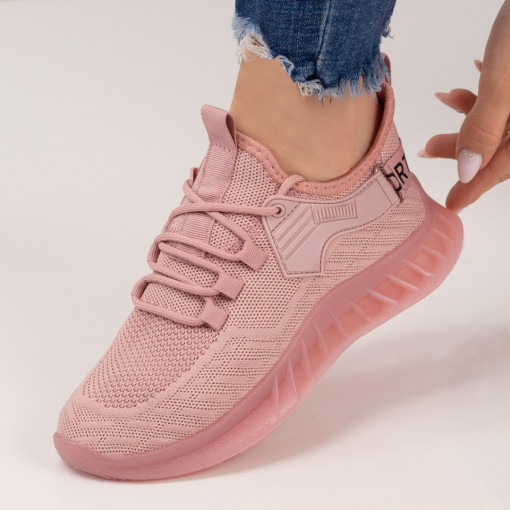 Pantofi trendy sport dama, Pantofi dama sport roz din material textil MDL04598 - modlet.ro
