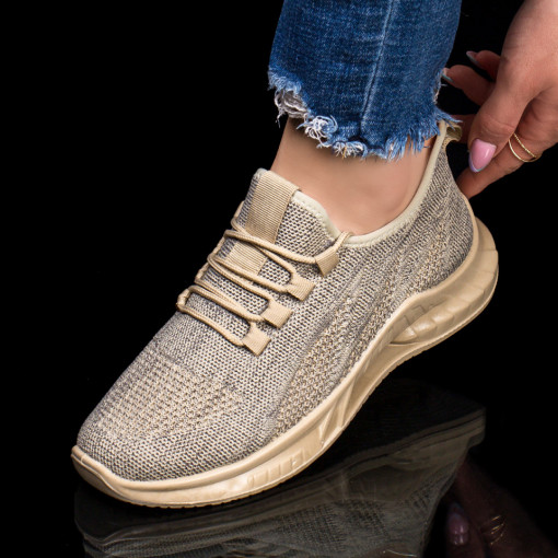 Pantofi sport clasici dama, Pantofi sport gri dama din material textil MDL03772 - modlet.ro