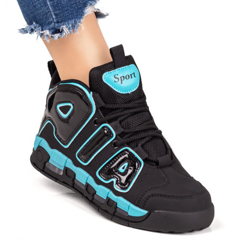 Pantofi sport negri cu albastru MDL07809