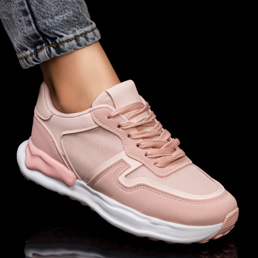 Adidasi dama, Pantofi sport roz dama cu siret MDL06339 - modlet.ro