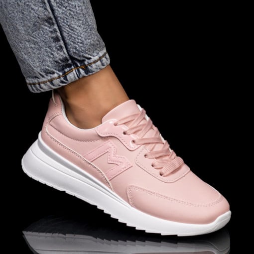 Pantofi sport dama, Pantofi sport roz dama cu siret si talpa groasa MDL06310 - modlet.ro