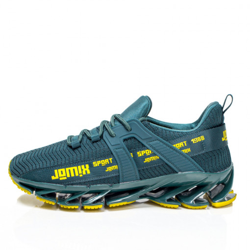 Adidasi trendy barbati, Pantofi sport verzi cu galben din material textil MDL04990 - modlet.ro