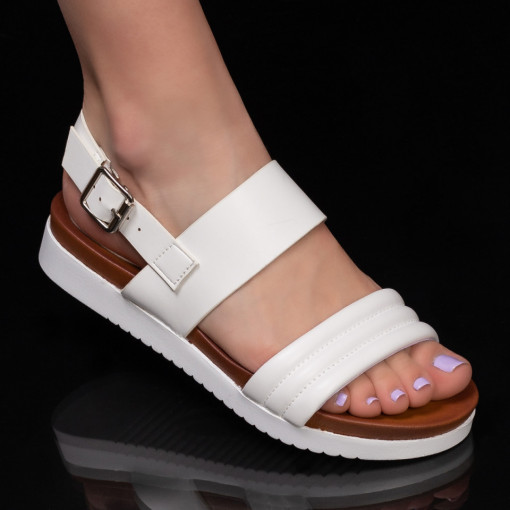 Sandale clasice cu platforma, Sandale dama cu talpa groasa albe MDL04996 - modlet.ro
