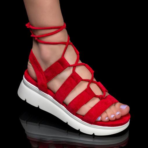 Sandale cu platforma, Sandale dama rosii cu platforma MDL04895 - modlet.ro