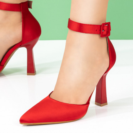 Sandale rosii dama elegante cu toc tip clopot MDL05545
