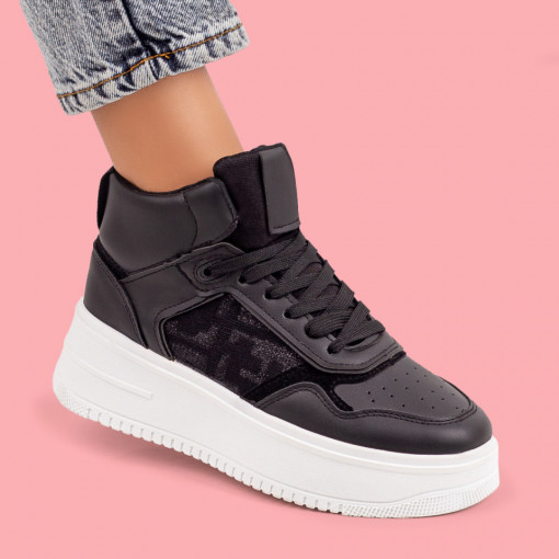 Ghete sport negre dama cu siret si scai MDL06523