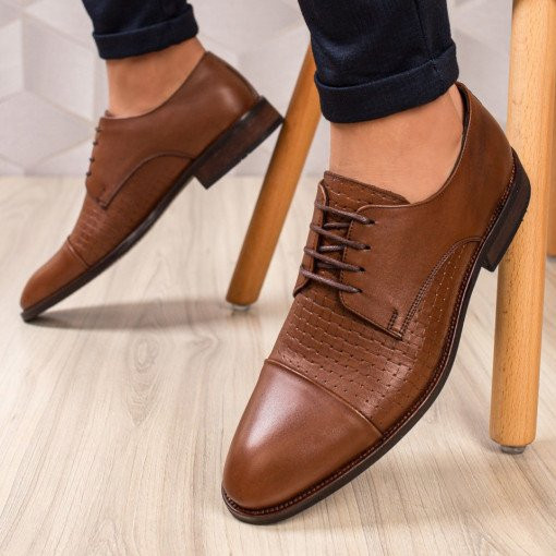Pantofi eleganti trendy barbati, Pantofi barbati din piele naturala maro MDL01865 - modlet.ro